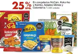 Metro En congelados mccain, kokoriko y kerriko, helados mimos y colombina oferta