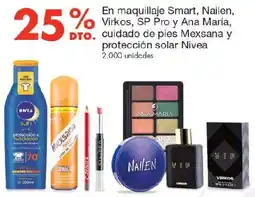 Metro Nivea en maquillaje smart, nailen, virkos, sp pro y ana maría, dto. cuidado de pies mexsana y protección solar oferta