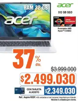 Alkosto Acer procesador amd ryzen oferta