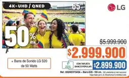 Alkosto Lg smart tv 65" + barra de sonido s20 oferta