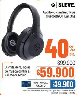Alkosto Sleve. audífonos inalámbricos bluetooth on ear one oferta