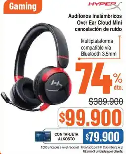 Alkosto Hyper audífonos inalámbricos over ear cloud mini cancelación de ruido oferta