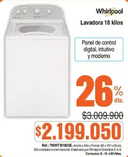 Alkosto Whirlpool lavadora oferta