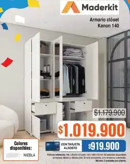 Alkosto Maderkit armario clóset kanon 140 oferta