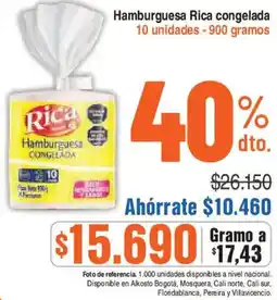 Alkosto Rica hamburguesa congelada oferta