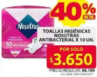 Nosotras toallas higiénicas antibacterial