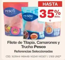 Makro Pesco filete de tilapia, camarones y trucha oferta