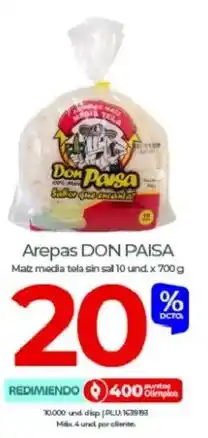 Olímpica Don paisa arepas oferta