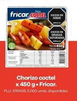 Carulla Fricar chorizo coctel oferta