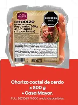 Carulla Casa Mayor Chorizo coctel de cerdo oferta