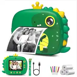 Falabella Cámara Instantánea Impresora Fotos Infantil 1080p Dinosaurio oferta