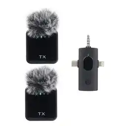 Falabella Micrófono TX Peludo 3 en 1 Set X2 para Vlog, Streaming y Entrevistas oferta