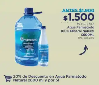 FarmaTodo Agua Farmatodo 100% Mineral Natural 600ml oferta