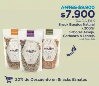 FarmaTodo Snack Esnatos Natural Sabores Arveja, Garbanzo o Lenteja 200g oferta