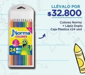 FarmaTodo Colores Norma+Lápiz Duplo Caja Plastica 24 unid oferta