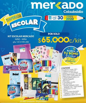 Colsubsidio Kit Escolar Mercado Niño-Niña oferta