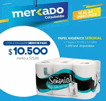 Colsubsidio Papel Higiénico Señorial 12 rollos oferta
