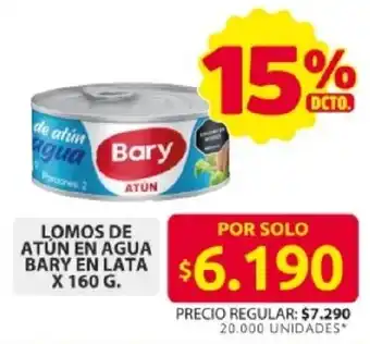 Bary lomos de atún en agua en lata