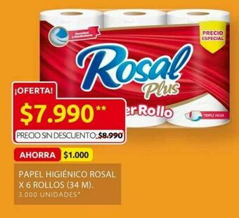 Ara Papel higiénico rosal x 6 rollos oferta