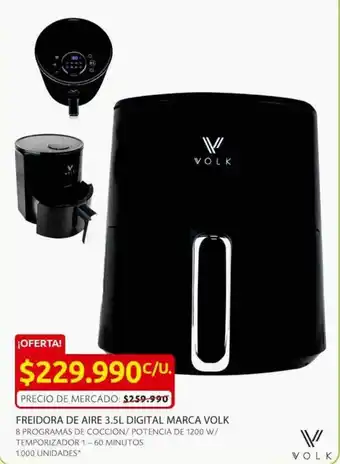 Ara Freidora de Aire 3.5l Digital Marca Volk oferta