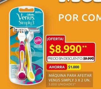 Ara Máquina de afeitar venus simply 3 x 2un oferta