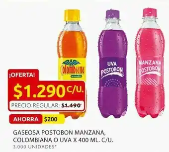 Ara Gaseosa postobón manzana colombiana o uva 400ml oferta