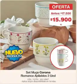 Makro Corona set mugs romance apilables oferta
