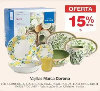 Makro Corona vajillas marca oferta