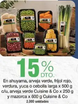 Jumbo Cuisine & Co en ahuyama, arveja verde, frijol rojo, verdura, yuca o cebolla larga oferta