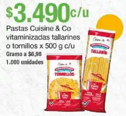 Jumbo Cuisine & Co pastas vitaminizadas tallarines o tornillos oferta