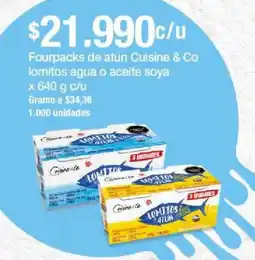 Jumbo Cuisine & Co fourpacks de atún lomitos agua o aceite soya oferta