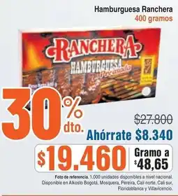 Alkosto Hamburguesa ranchera oferta