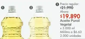 Metro Aceite puroil vegetal 3000ml oferta