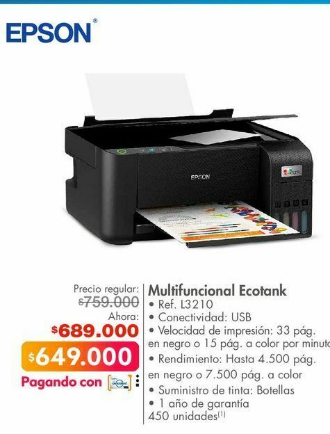 Oferta Impresora multifuncional epson en Metro