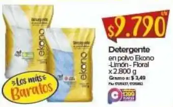 Super Inter Detergente en Polvo Limón/Floral Ekono 2,800g oferta
