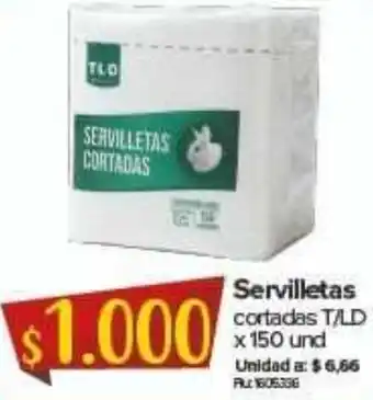 Super Inter Servilletas Cortadas TLD 150 unid oferta