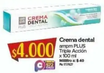 Super Inter Crema Dental Triple Acción Ampm Plus 100ml oferta