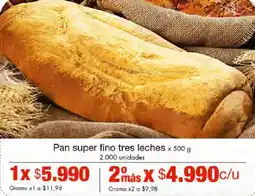 Metro Pan super fino tres leches oferta