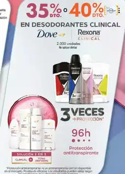 Metro Dove/Rexona en desodorantes clinical oferta