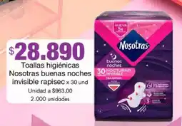 Metro Nosotras toallas higiénicas buenas noches invisible rapisec oferta