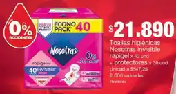 Metro Nosotras toallas higiénicas invisible rapigel oferta