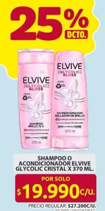 Elvive shampoo o acondicionador glycolic cristal