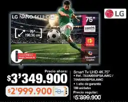 Jumbo Lg smart tv uhd 4k 75" oferta
