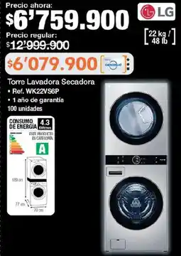 Jumbo Lg torre lavadora secadora oferta