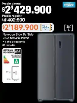 Jumbo Mabe nevecon side by side oferta