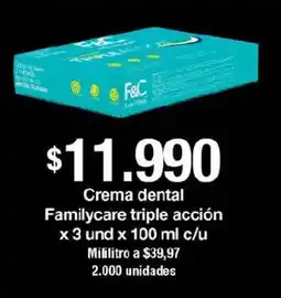 Jumbo Crema dental Familycare triple acción oferta