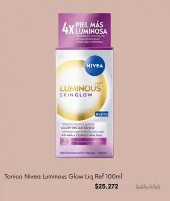 Nivea luminous glow tonico liq ref
