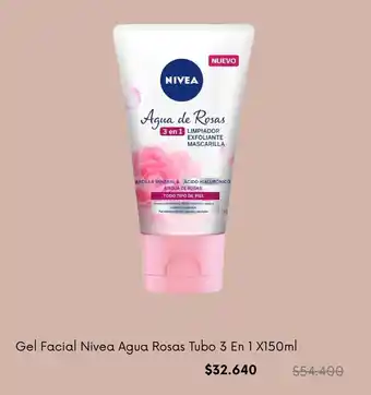 Nivea agua rosas gel facial tubo 3 en 1