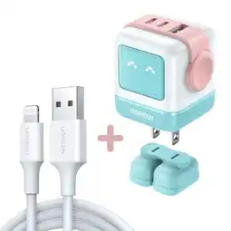 Falabella Kit Cargador Carga Rápida Robot 65W + Cable USB-A para Lightning MFI Blanco oferta