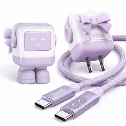 Falabella Kit Cargador Carga Rápida Robot 30W + Cable Led USB-C Carga Rapida 100W 1Metro Purpura oferta